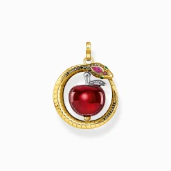 Online Anhänger Apfel mit Schlange gold Damen Anhänger|18K Vergoldung - 925 Silber