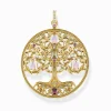 Cheap Anhänger Baum der Liebe gold farbige Steine Damen Anhänger|18K Vergoldung - 925 Silber