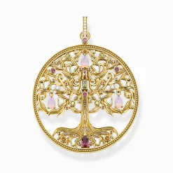 Cheap Anhänger Baum der Liebe gold farbige Steine Damen Anhänger|18K Vergoldung - 925 Silber
