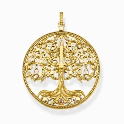 Cheap Anhänger Baum der Liebe gold farbige Steine Damen Anhänger|18K Vergoldung - 925 Silber