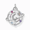 Online Anhänger in kosmischem Design mit bunten Steinen Silber Damen Anhänger|925 Silber