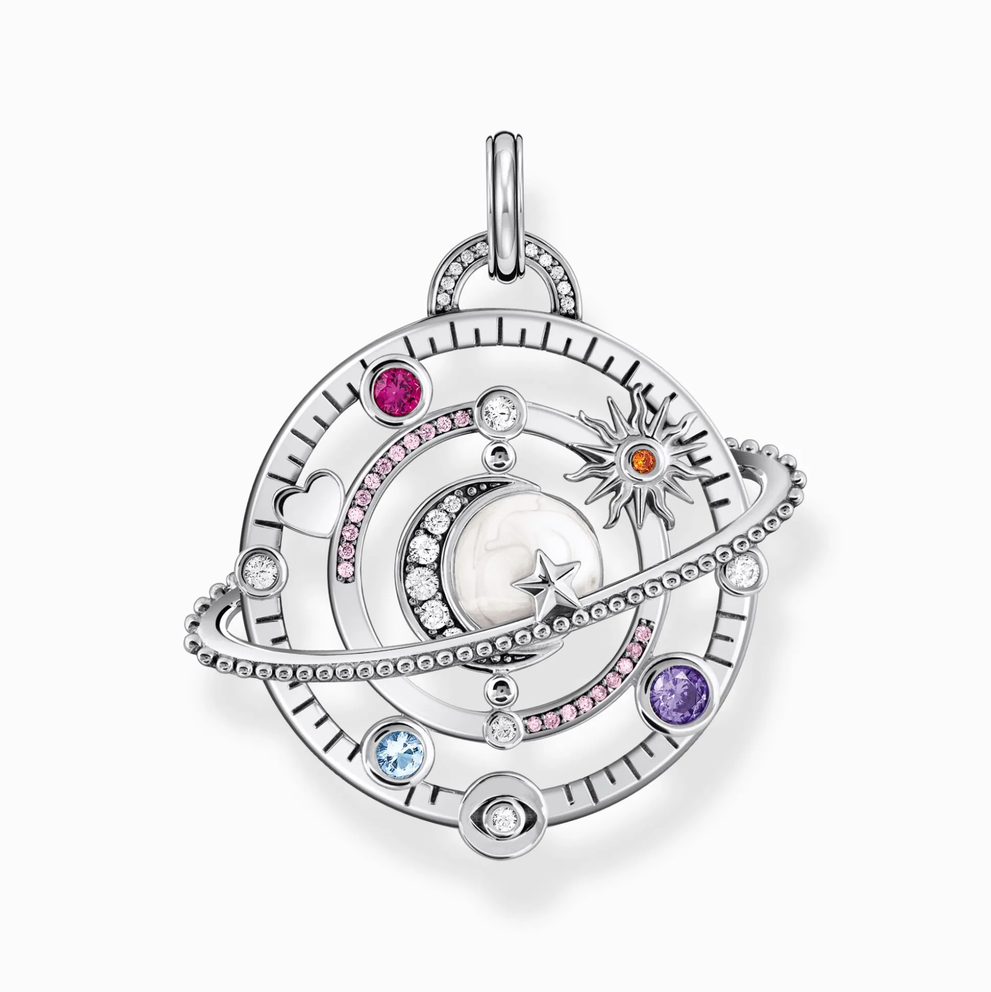Online Anhänger in kosmischem Design mit bunten Steinen Silber Damen Anhänger|925 Silber