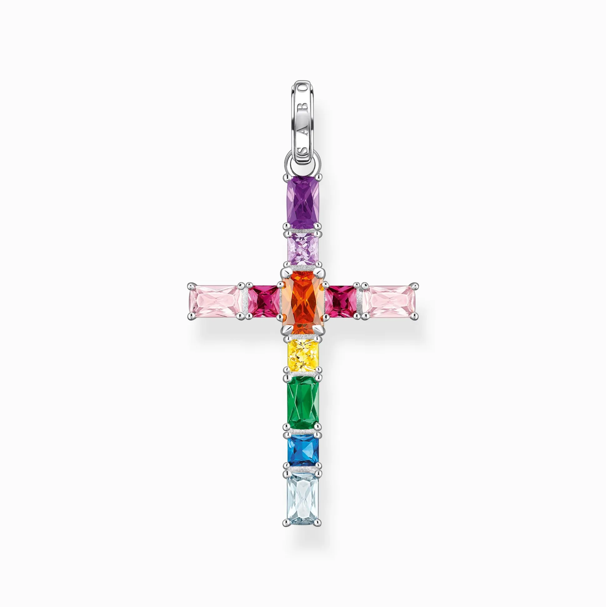 Cheap Anhänger Kreuz mit bunten Steinen Silber Damen Anhänger