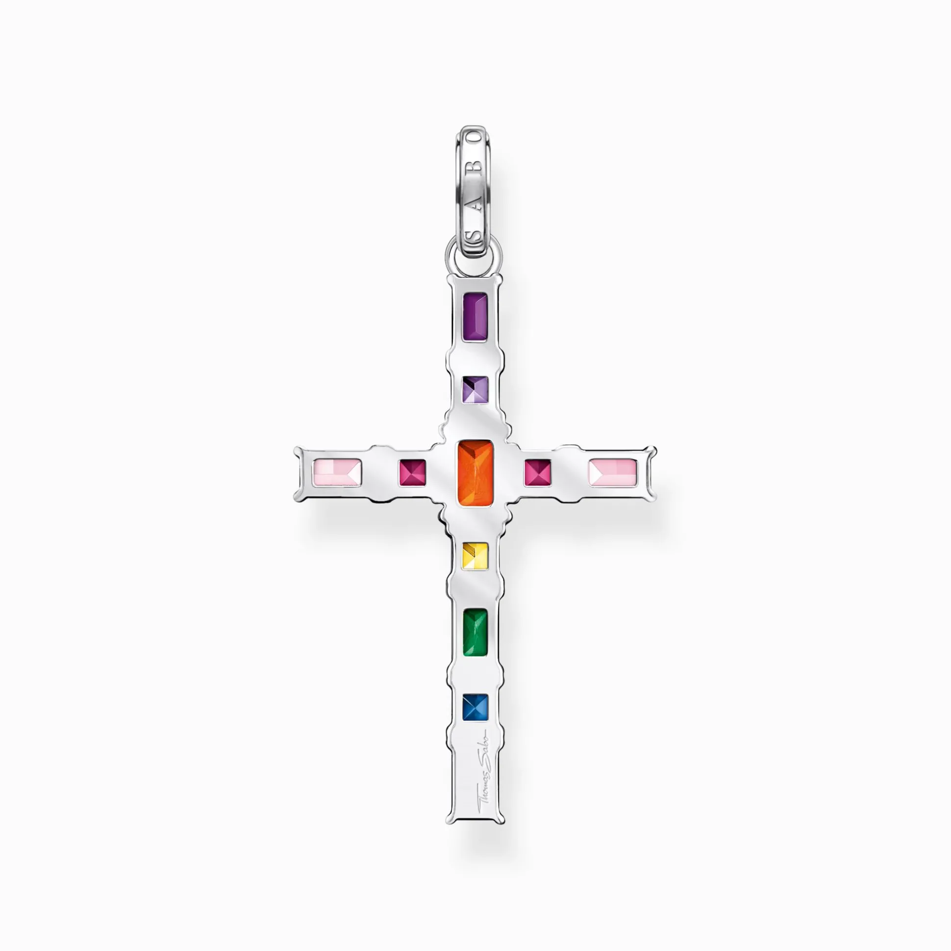 Cheap Anhänger Kreuz mit bunten Steinen Silber Damen Anhänger
