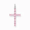 Cheap Anhänger Kreuz mit pinken Steinen Silber Damen Halsketten|Anhänger