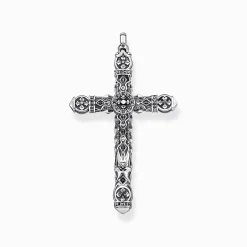 Best Sale Anhänger Kreuz schwarze Steine silber Damen Anhänger|Anhänger