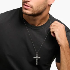 Best Sale Anhänger Kreuz schwarze Steine silber Damen Anhänger|Anhänger