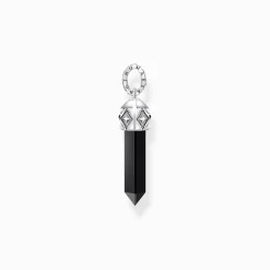New Anhänger schwarzer Onyx in Kristallform Silber geschwärzt Damen Anhänger|Anhänger