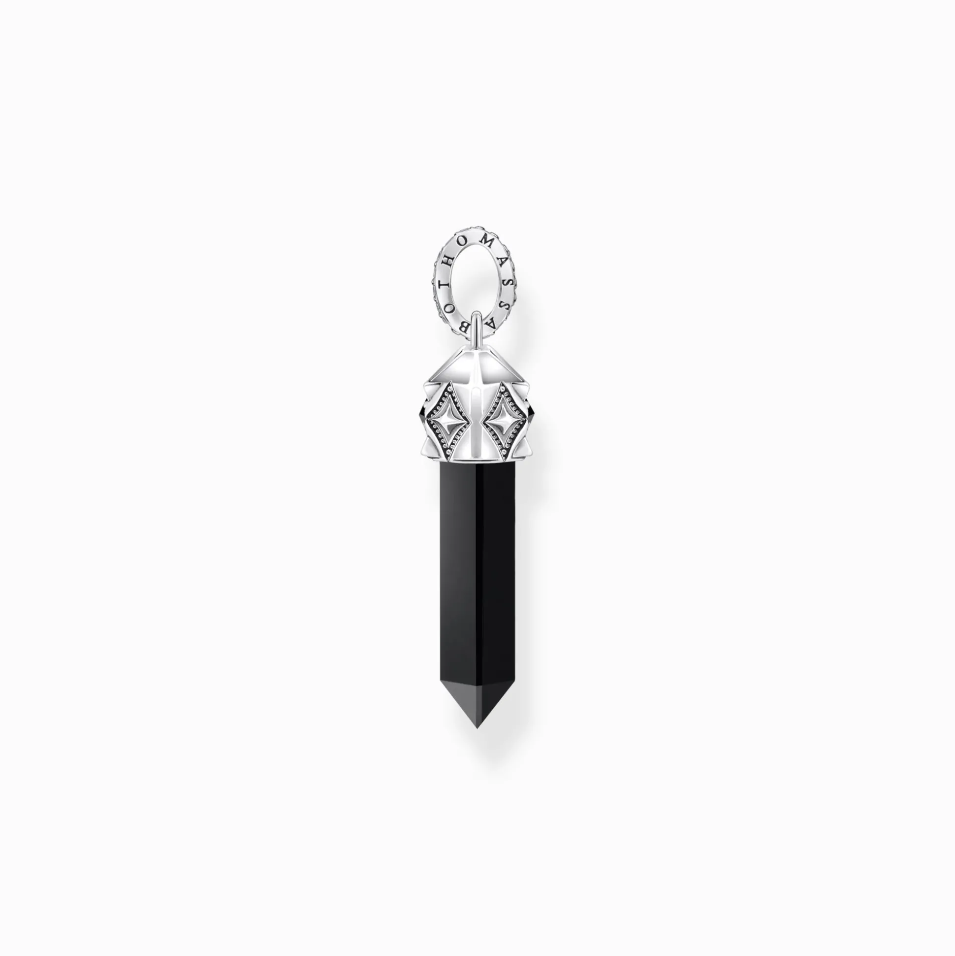 New Anhänger schwarzer Onyx in Kristallform Silber geschwärzt Damen Anhänger|Anhänger
