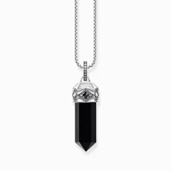 New Anhänger schwarzer Onyx in Kristallform Silber geschwärzt Damen Anhänger|Anhänger