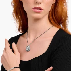 Flash Sale Anhänger Wolf Gesicht mit Steinen Silber geschwärzt Damen Anhänger|Anhänger