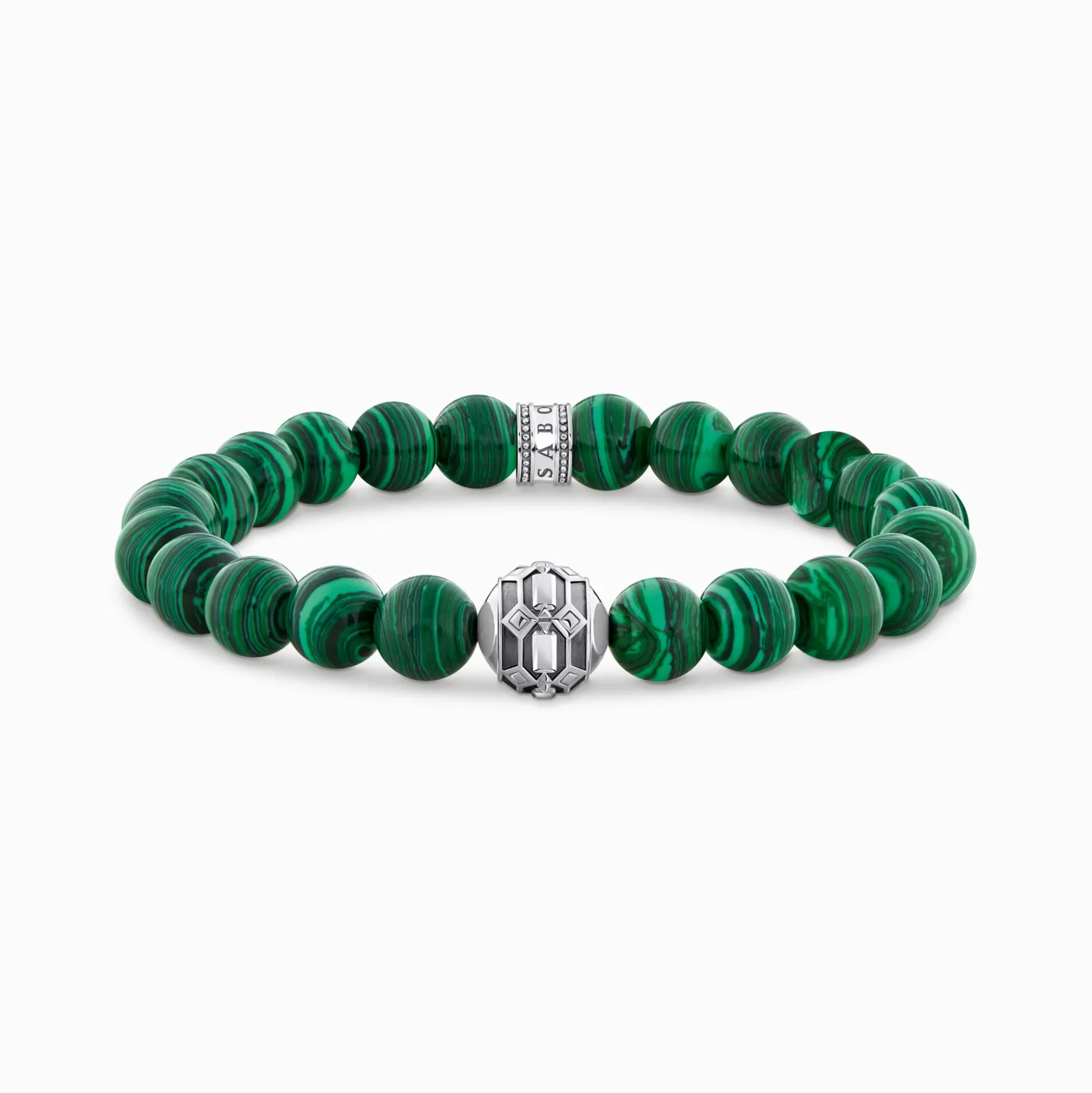 Best Armband aus imitiertem Malachit mit Bead Silber geschwärzt Damen Armbänder|Armbänder