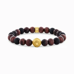 Best Sale Armband aus Obsidian und Tigerauge mit Bead vergoldet Damen Armbänder|Armbänder