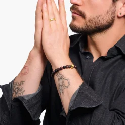 Best Sale Armband aus Obsidian und Tigerauge mit Bead vergoldet Damen Armbänder|Armbänder