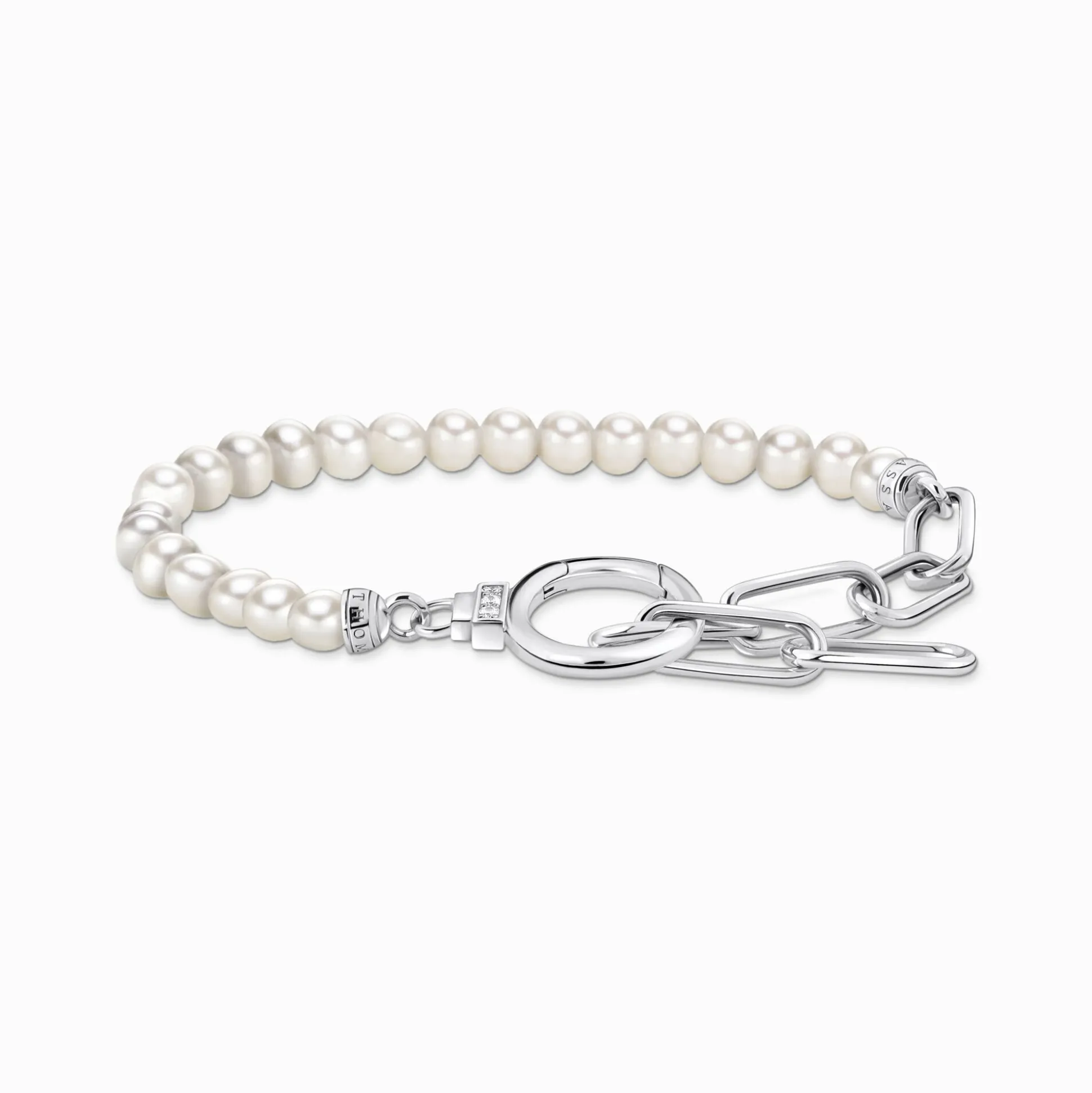 Clearance Armband aus Perlen und Ankerelementen mit weißen Steinen Silber Damen Armbänder