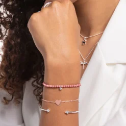 Cheap Armband Herz mit Kugeln roségold Damen Armbänder|18K Rosé-Vergoldung - 925 Silber