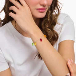 Cheap Armband mit 5 bunten Goldbären Silber Damen Armbänder|925 Silber