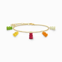 Store Armband mit 5 bunten Goldbären vergoldet Damen Armbänder|18K Vergoldung - 925 Silber