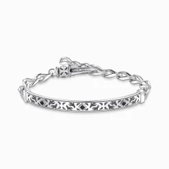 Sale Armband mit Fellmuster Silber geschwärzt Damen Armbänder|925 Silber