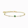 Store Armband mit grünen und weißen Steinen gold Damen Armbänder|18K Vergoldung - 925 Silber