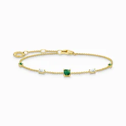 Store Armband mit grünen und weißen Steinen gold Damen Armbänder|18K Vergoldung - 925 Silber