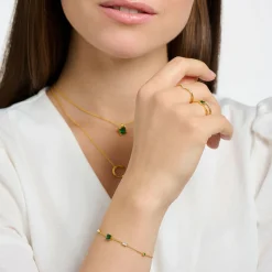 Store Armband mit grünen und weißen Steinen gold Damen Armbänder|18K Vergoldung - 925 Silber