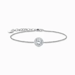 Cheap Armband mit Halo-Anhänger und weißen Steinen Silber Damen Armbänder|925 Silber