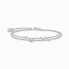 Fashion Armband mit Herzen und weiße Steine silber Damen Armbänder|925 Silber