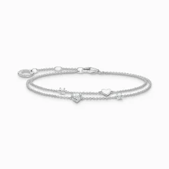 Fashion Armband mit Herzen und weiße Steine silber Damen Armbänder|925 Silber