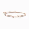 Outlet Armband mit Herzen und weiße Steine roségold Damen Armbänder|18K Rosé-Vergoldung - 925 Silber
