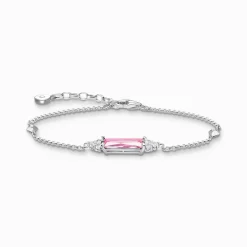 Discount Armband mit pinken und weißen Steinen Silber Damen Armbänder