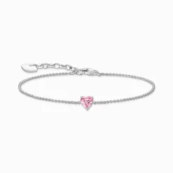 Sale Armband mit pinkfarbenem Zirkonia-Herz Silber Damen Armbänder|925 Silber