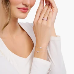 Sale Armband mit pinkfarbenem Zirkonia-Herz Silber Damen Armbänder|925 Silber