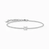 Cheap Armband mit quadratischem Stein-Anhänger in Weiß Silber Damen Armbänder|925 Silber