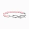 Flash Sale Armband mit rosa Beads und Gliederelementen Silber Damen Armbänder|925 Silber