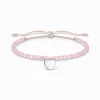 Flash Sale Armband mit Rosenquarz-Beads und Herz Silber Damen Armbänder