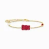 Sale Armband mit rotem Goldbären, Perle und Stein vergoldet Damen Armbänder|18K Vergoldung - 925 Silber