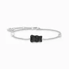 Online Armband mit schwarzem Goldbären, Perle und Stein Silber Damen Armbänder|Armbänder
