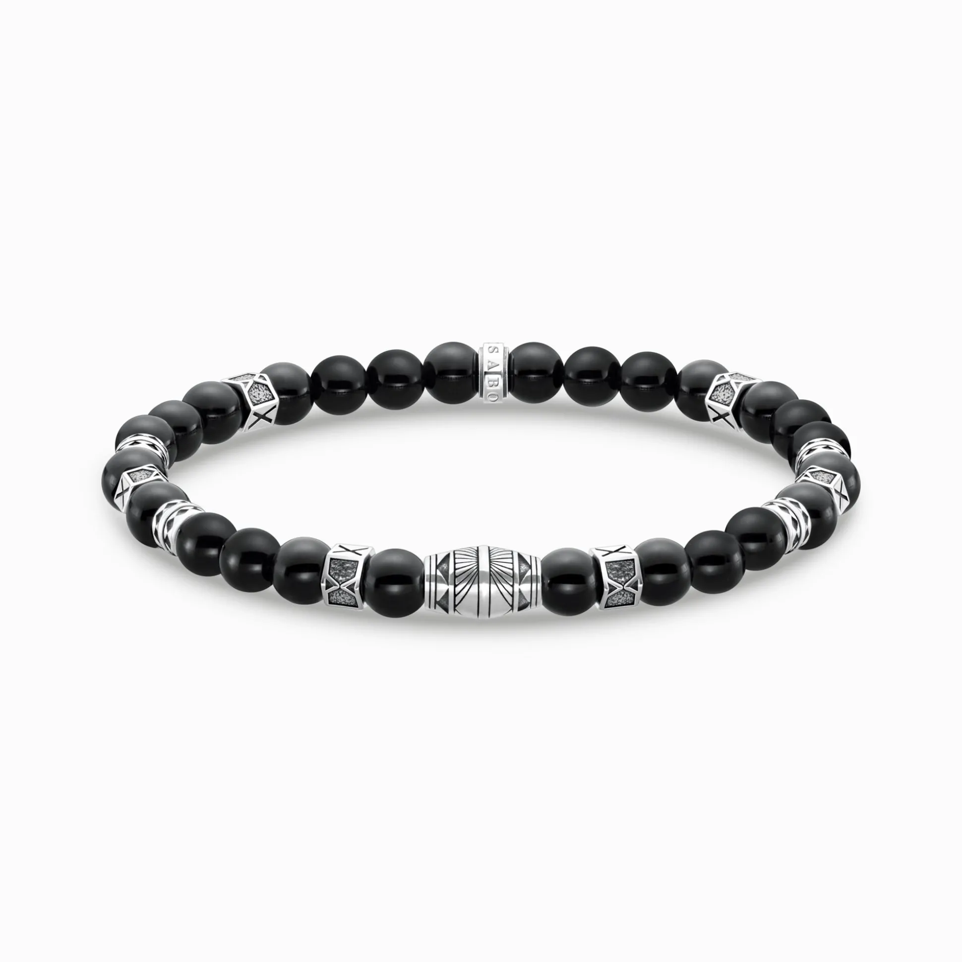 Shop Armband mit schwarzen Onyx-Beads Silber Damen Armbänder|Armbänder