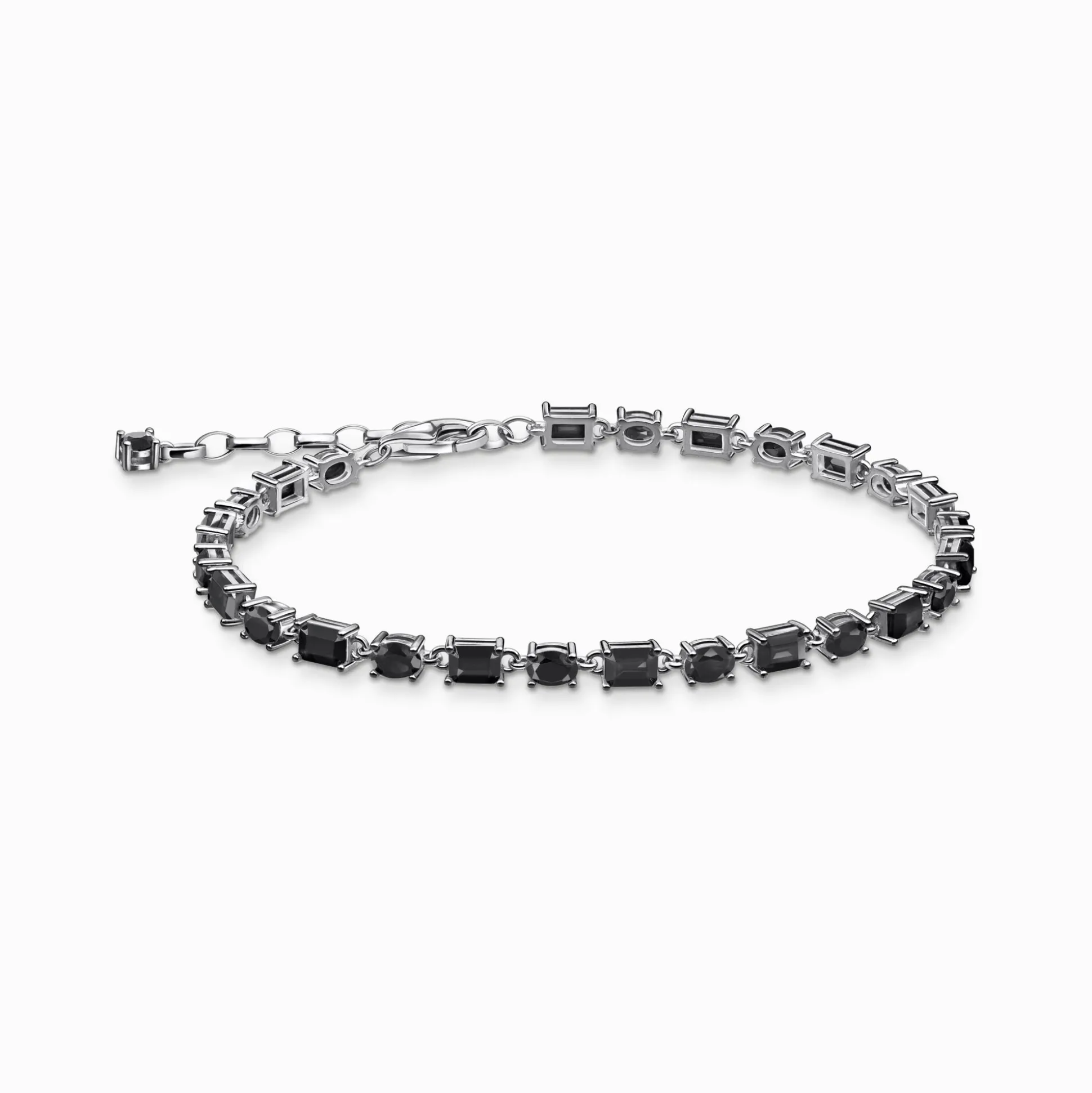 Sale Armband mit schwarzen Steinen Silber geschwärzt Damen Armbänder|925 Silber