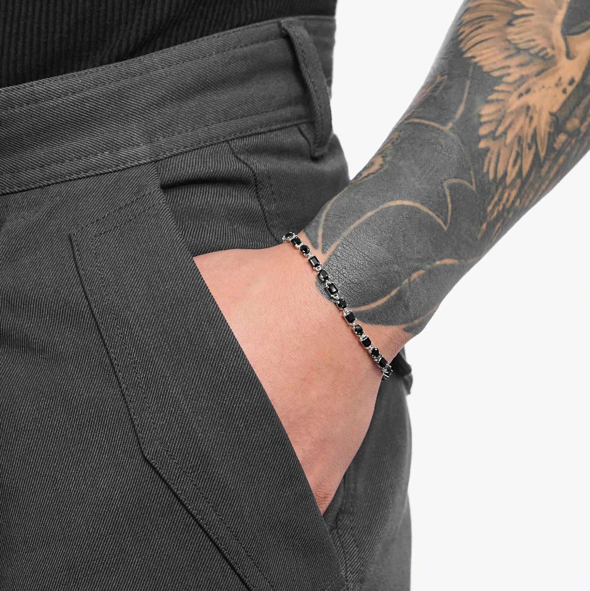 Sale Armband mit schwarzen Steinen Silber geschwärzt Damen Armbänder|925 Silber