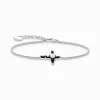 Store Armband mit schwarzen Steinen Kreuz Cross Romance Silber Damen Armbänder|925 Silber