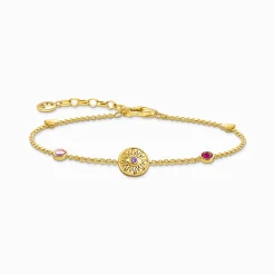 Cheap Armband mit symbolischer Sonne, bunten Steinen und Herzen vergoldet Damen Armbänder|18K Vergoldung - 925 Silber