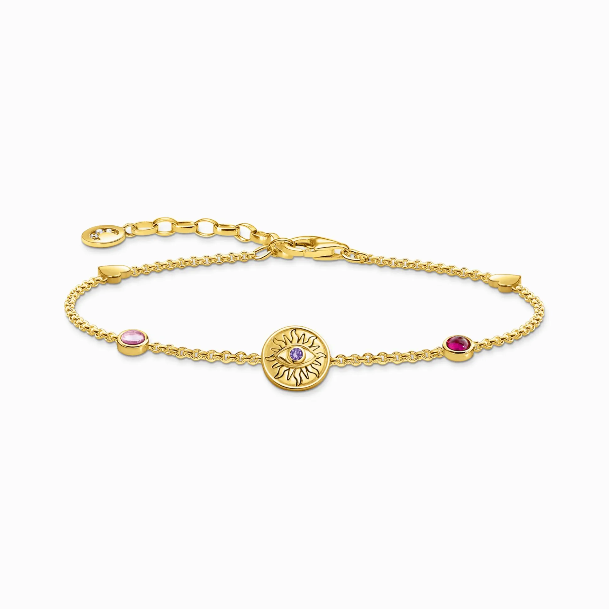 Cheap Armband mit symbolischer Sonne, bunten Steinen und Herzen vergoldet Damen Armbänder|18K Vergoldung - 925 Silber