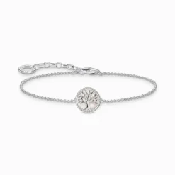 Fashion Armband mit Tree-of-Love-Anhänger und weißer Emaille Silber Damen Armbänder