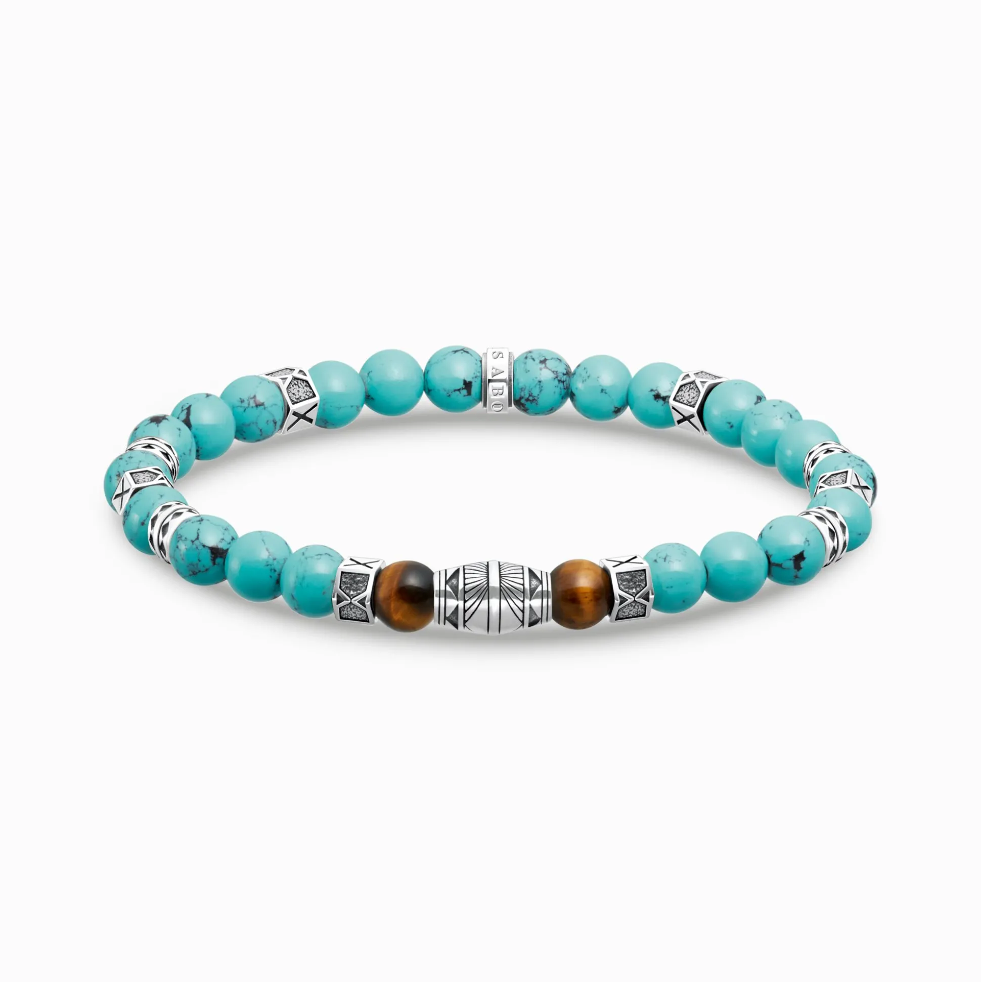 Shop Armband mit türkisen Beads und Tigerauge-Beads Silber Damen Armbänder|Armbänder