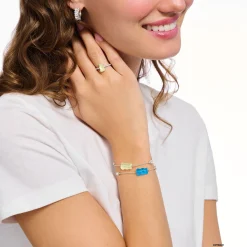 New Armband mit weißem Goldbären, Perle und Stein Silber Damen Armbänder|925 Silber