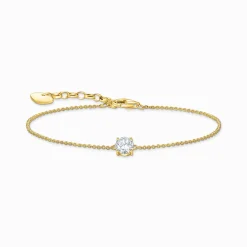Outlet Armband mit weißem Zirkonia-Anhänger vergoldet Damen Armbänder|18K Vergoldung - 925 Silber