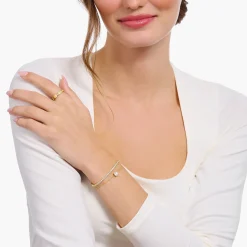 Outlet Armband mit weißem Zirkonia-Anhänger vergoldet Damen Armbänder|18K Vergoldung - 925 Silber