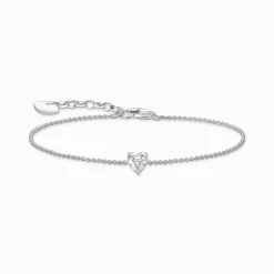 Fashion Armband mit weißem Zirkonia-Herz Silber Damen Armbänder|925 Silber